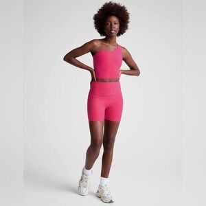 Beyond Yoga High-Waist Bike Shorts in Bright Pink